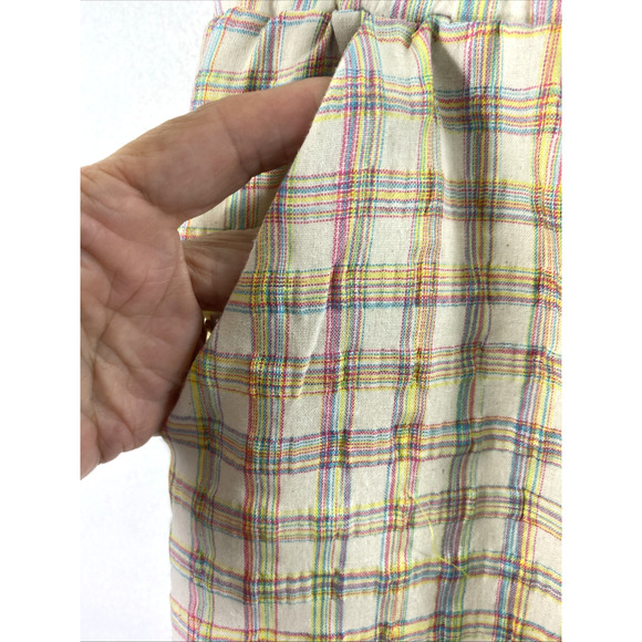 Lili Sidonio Pants Womens Large Neon Plaid Seersucker Elastic Cuff Cargo Pockets - Picture 13 of 14